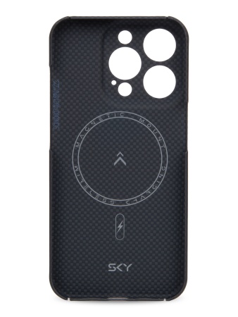 Kevlar Case SKY for iPhone 15 Pro черно-серое плетение матрицей