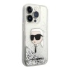 Чехол-накладка Karl Lagerfeld Liquid Glitter NFT Karl head Silver (iPhone 15 Pro)