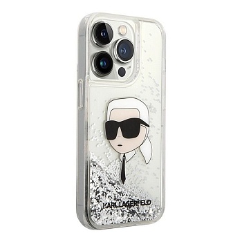 Чехол-накладка Karl Lagerfeld Liquid Glitter NFT Karl head Silver (iPhone 15 Pro)