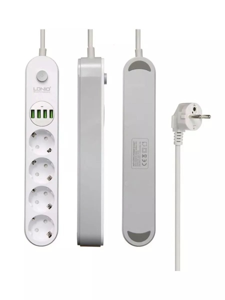 Умный сетевой фильтр LDNIO 2 метра 4 USB, белый