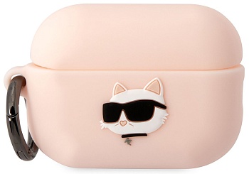 Чехол для AirPods Pro 2 Karl Lagerfeld Silicone case with ring NFT 3D Choupette Pink