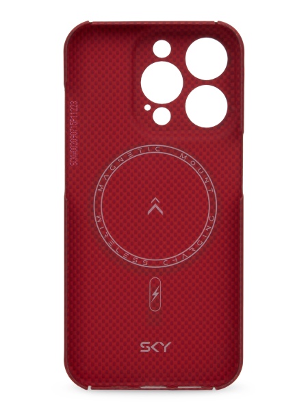 Kevlar Case SKY for iPhone 15 Pro Max красно-оранжевое плетение матрицей