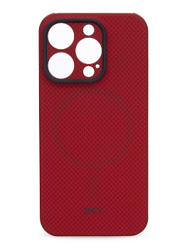 Kevlar Case SKY for iPhone 15 Pro Max красно-оранжевое плетение матрицей