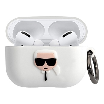 Чехол для AirPods Pro Lagerfeld Silicone case with ring Karl White