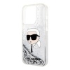 Чехол-накладка Karl Lagerfeld Liquid Glitter NFT Karl head Silver (iPhone 15 Pro)