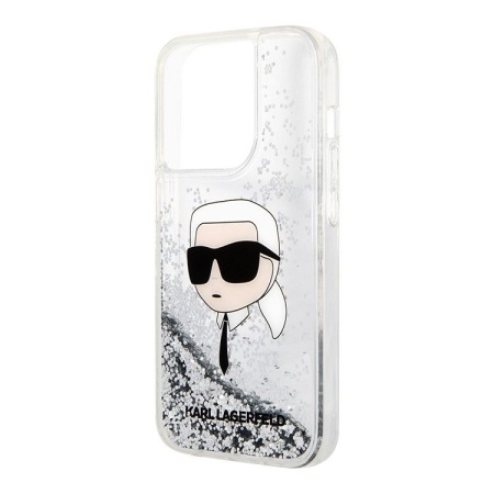 Чехол-накладка Karl Lagerfeld Liquid Glitter NFT Karl head Silver (iPhone 15 Pro)