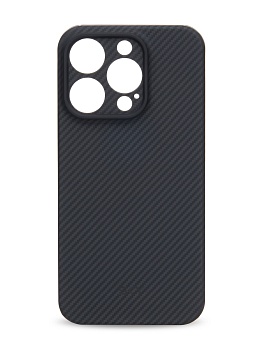 Kevlar Case SKY for iPhone 15 Pro black grey slim stair pattern черно-серое тонкое плетение