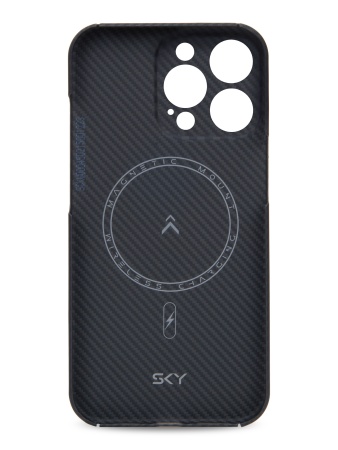 Kevlar Case SKY for iPhone 15 Pro black grey slim stair pattern черно-серое тонкое плетение