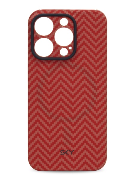 Kevlar Case SKY for iPhone 15 Pro красно-оранжевое плетение елочкой